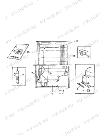 Взрыв-схема холодильника Castor CMC350F - Схема узла Cooling system 017